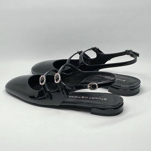 Stuart Weitzman embellished Patent Leather Slingback Flats size 7 - Picture 9 of 12
